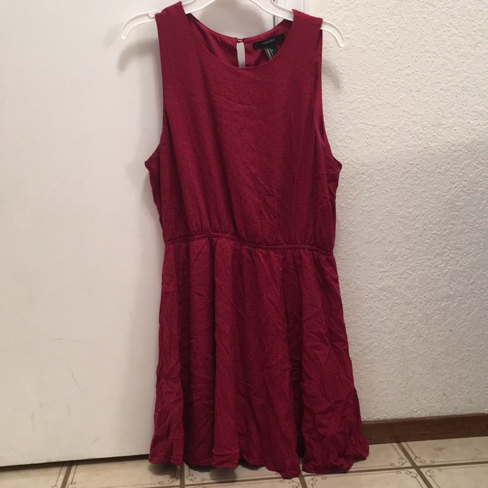 Red dress with black polka dots